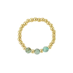 Ring - 3 natuurstenen Groen / goud
