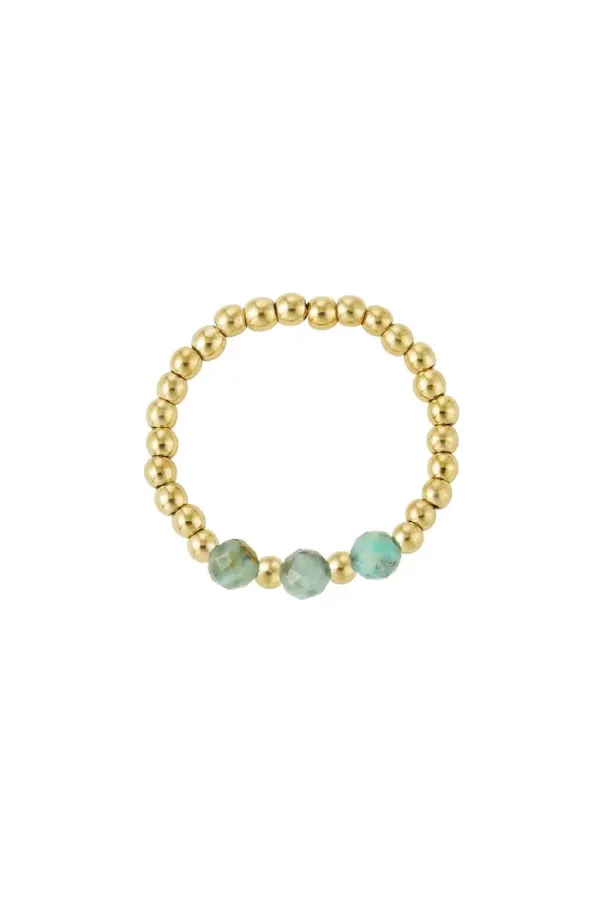 Ring - 3 natuurstenen Groen / goud