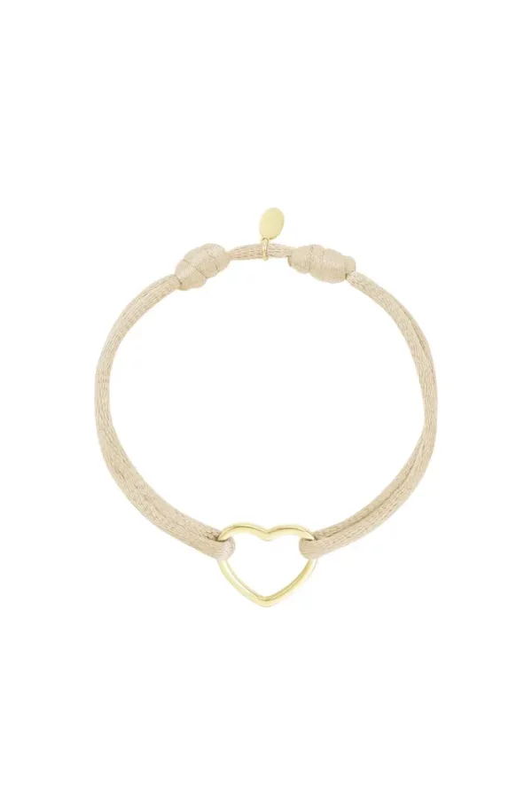 Armband stoffen hart champagne