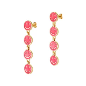 Oorbellen smiley roze