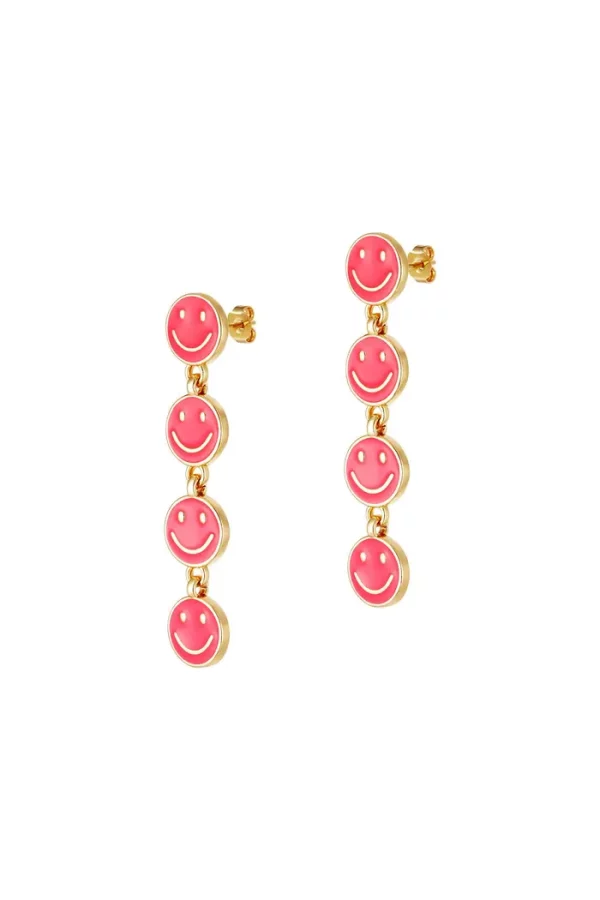 Oorbellen smiley roze