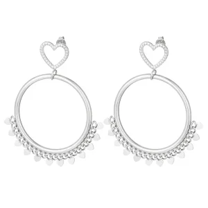 Oorbellen heart zilver