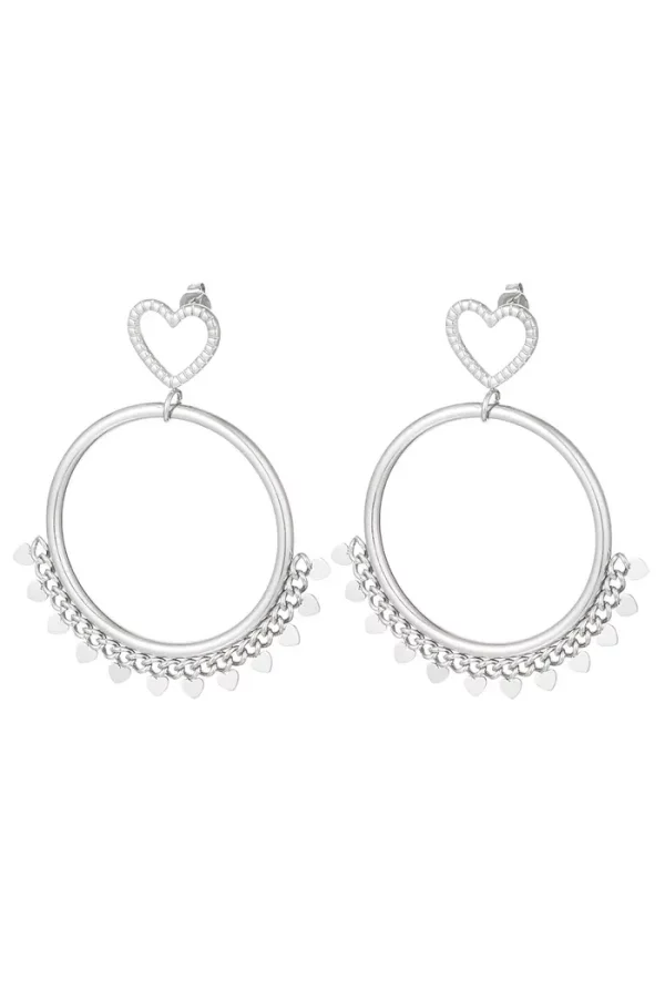 Oorbellen heart zilver